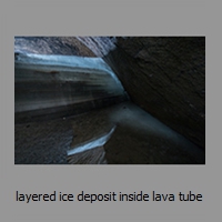 layered ice deposit inside lava tube